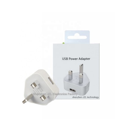 Wholesale 5V 1A 3Pin UK Plug Mobile Usb Wall Charger For Iphone Charger